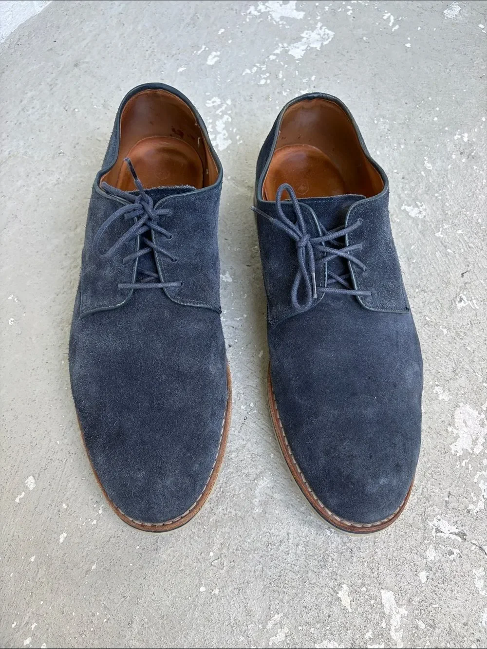 Allen Edmonds Nomad blue suede lace ups